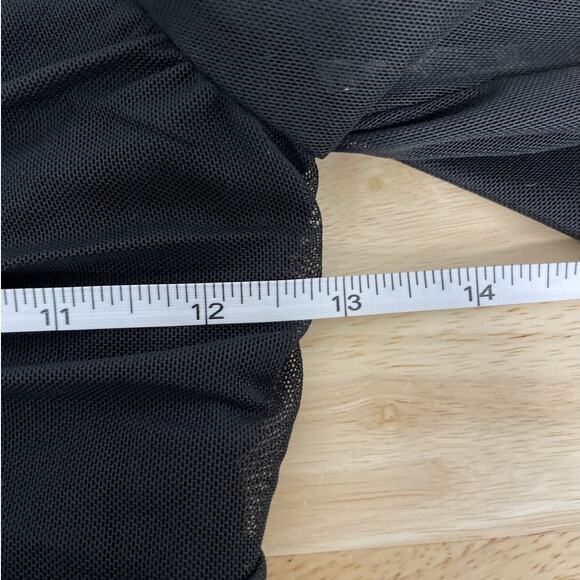 NWT Bebe Black Ruched Long Puff Sleeve Sheer Mesh Bodysuit Womens Size Small - Picture 5 of 13